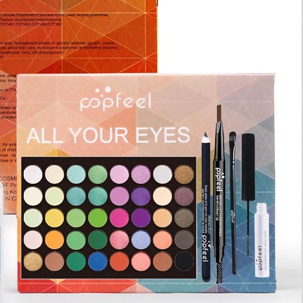 Popfeel Highly Pigmented Shadow Palette, Mascara, Brow Pencil, Liner & Brush